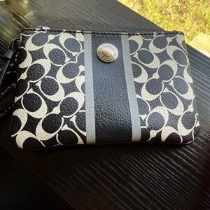 Coach Black Chelsea Heritage Stripe Wristlet